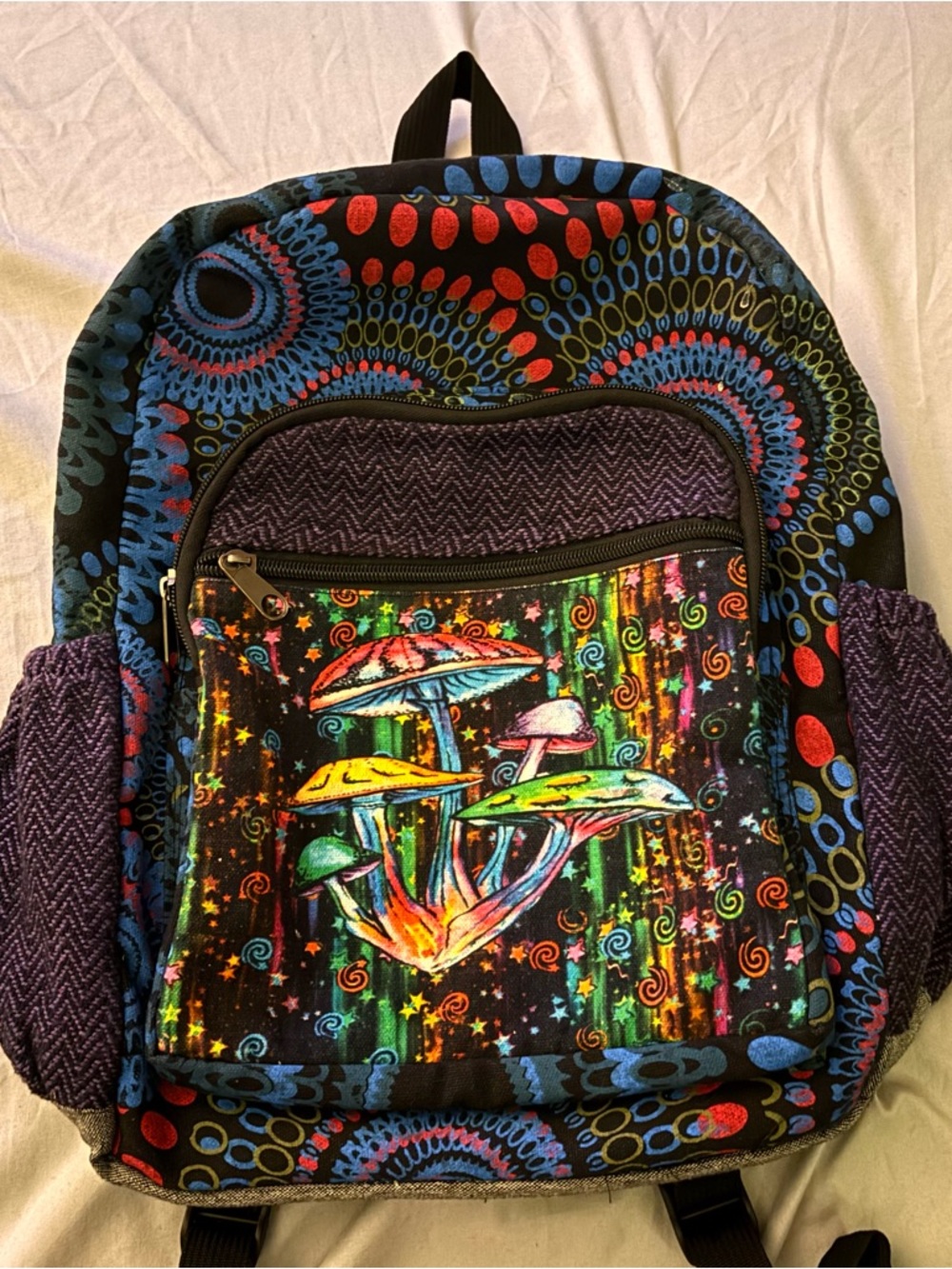 The Collection Royal- Multicolor Psychedelic Mushroom Art Print Backpack